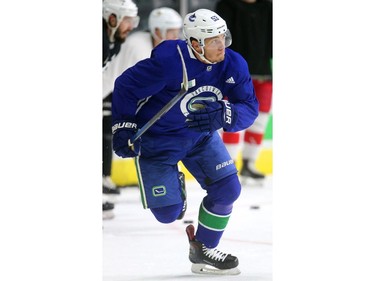 Bo Horvat of the Vancouver Canucks was one of many NHLers skating at Budweiser Gardens in London on Tuesday.  Some of the other notables were former Knights Corey Perry of Anaheim, Drew Doughty of the Kings,  and Olli Maatta of the Penguins. (Mike Hensen/The London Free Press)