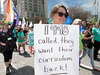 Ontario elementary teachers and supporters protest the sex-ed rollback at Queen’s Park in Toronto, Aug. 14, 2018.