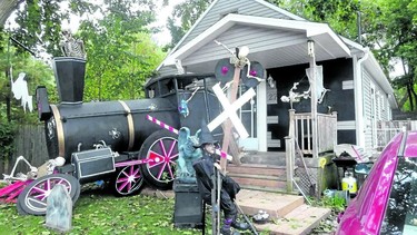 This train wreck a neighbourhood wonder: London homeowners Leigh Maulson and Nadine Hill really take Halloween seriously, building a new display every year at their home at 21 Trevithen St., including this year’s creation -- a steam engine crashing through their front door. The project is almost complete with lighting and steam. (LEIGH MAULSON, Special to The London Free Press)