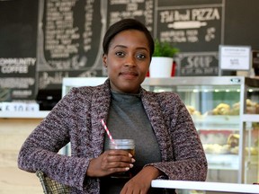 Ward 13 candidate Arielle Kayabaga is one of several civic election candidates inviting voters to meet for weekly chats over coffee - a campaign strategy she describes as fostering connections with voters. Kayabaga hosts her Saturday morning coffee chats at Edgar and Joe's Cafe. (MEGAN STACEY/The London Free Press)