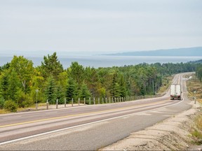 Transport truck on Trans-Canada Highway in northern Ontario (Getty Images)