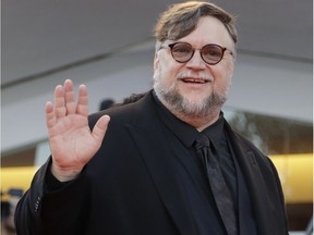 Guillermo del Toro poses for photographers upon arrival at the closing ceremony of the 75th edition of the Venice Film Festival in Venice, Italy, Saturday, Sept. 8, 2018.