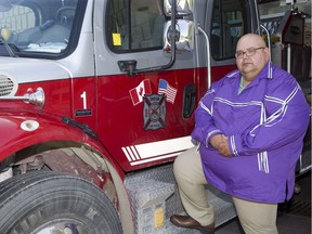 Joel Abram, Grand Chief of the Association of Iroquois and Allied Indians, poses at the Oneida fire hall. (Derek Ruttan/The London Free Press)