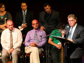 Ed Holder was one of a large group of mayoral candidates who spoke to a full house at the Aeolian Hall in London, Ont  on Thursday September 6, 2018.  Mike Hensen/The London Free Press/Postmedia Network