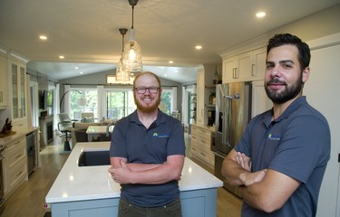 Project manager Simon McTurk and owner Greg Hassall of Riverside Construction show off their work,  part of the London Home Builder's Association Parade of Renovations. Mike Hensen/The London Free Press