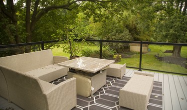 Riverside Construction built a large raised deck looking over the backyard and neighbourhood park,  part of the London Home Builder's Association Parade of Renovations. Mike Hensen/The London Free Press