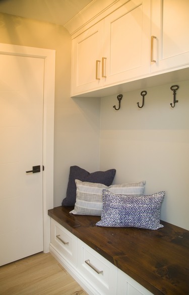 Riverside Construction created a pretty and practical little mudroom nook off the entry way.  Mike Hensen/The London Free Press/
