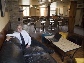 Marienbad Restaurant owner Jerry Pribil sits in establishment's new student lounge called Nest.Cafe in London on Friday. Pribil eyes Fanshawe College students at their new campus across the street from his restaurant as its market. (Derek Ruttan/The London Free Press)