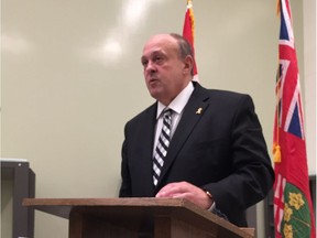 New Community Safety and Correctional Services Minister Micheal Tibollo announces several new measures to stop drug smuggling and to help addicted inmates at London's Elgin-Middlesex Detention Centre Friday. (RANDY RICHMOND, The London Free Press)