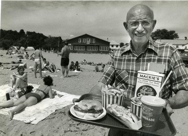Charlie Phillips is the owner of Mackie's a long-tim beachfront refreshment stand in Port Stanley, 1985. (London Free Press files)