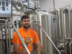 Dan Soos helps operate the family-run microbrewery Natterjack Brewing Company Ltd. in West Lorne, created in memory of his brother Matt, a young brewer who died in 2015. The brewery is hosting its grand opening Saturday. (LAURA BROADLEY, Times-Journal)