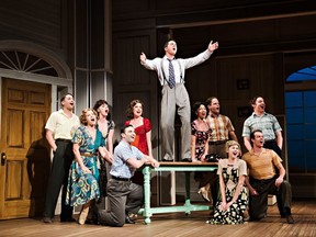 Zachary Scott Berger and company in the Drayton Entertainment production of Holiday Inn, a new musical featuring songs by Irving Berlin on at Huron Country Playhouse until Sept. 29.