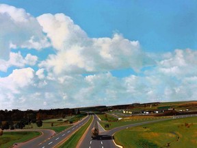 Jack Chambers’ 50-year-old painting of Highway 401, Exit 232 is on display at the Woodstock Art Gallery. (Art Gallery of Ontario).