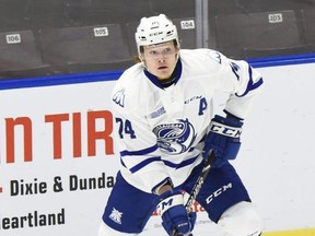 Owen Tippett #74 of the Mississauga Steelheads (Photo by Graig Abel/Getty Images)