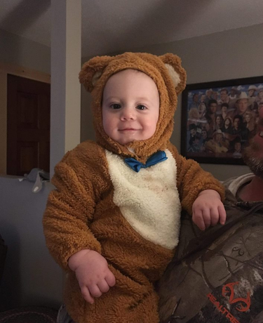 Wyatt is looking cute and cuddly on his first-ever Halloween.