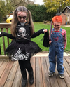 Ella is a zombie cheerleader and Kruz is Chucky. Well done!