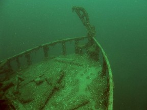 The bow of the Jane Miller shipwreck in Colpoy's Bay.