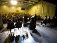 Ed Holder and Paul Paolatto speak at King's University College during a mayors' debate on Wednesday Oct. 3, 2018.  (Mike Hensen/The London Free Press)