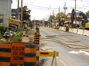 Hamilton Road at Egerton Street was closed for most of Wednesday afternoon after a backhoe broke a T-junction on a large Union Gas line and forced the evacuation of several businesses as well as a nearby elementary school and homes in the area.
Mike Hensen/The London Free Press