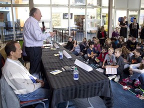 Mayoral candidate Paul Paolatto speaks to approximately 100 fifth-graders during an all-candidates meeting Thursday at the Children's Museum in London.  (DEREK RUTTAN, The London Free Press)