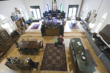 Cheryl and Steve Ward realized their vision of a wondrous open living space by renovating a Shedden church. (Derek Ruttan/The London Free Press)