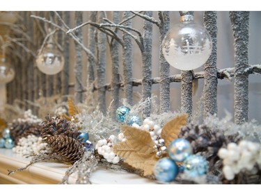 Blue, paired with silver and white, creates a wintery wonderland at 204 Adelaide St., Port Stanley, part of the holiday home tour. Mike Hensen/The London Free Press