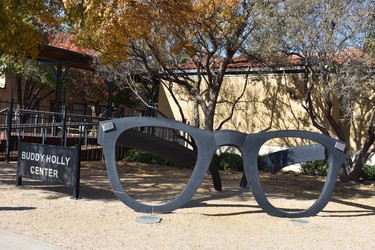 The Buddy Holly Centre in Lubbock is flush with the hometown rock n roll legend's memorabilia with plenty of references to Holly's iconic glasses.

BARBARA TAYLOR/THE LONDON FREE PRESS
Lubbock, Texas