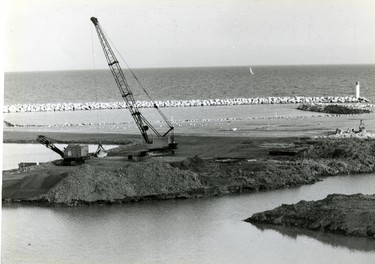 A $2M excavation project being undertaken by the federal government to create a major new pleasure boat marina in Port Dover, 1984. (London Free Press files)