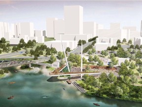 A rendering shows the preferred option for a walkway at the Forks of the Thames under consideration in the One River environmental assessement.