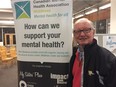 Retired advertising executive Brian Cahill, now a volunteer for non-profits, spoke for the first time publicly Wednesday about his battle against mental illness and for mental health. Several people spoke about their journeys at an event held by Canadian Mental Health Association Middlesex at the Central Library, part of events for Mental Illness Awareness Week. (RANDY RICHMOND, The London Free Press)