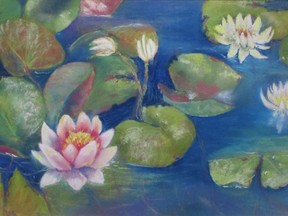 The painting Floating Through Summer, by London artist Susan Moore, is part of a new exhibition, Painted Visions, by the group NineFineArtists, on at ArtWithPanache Sunday through Nov. 16.