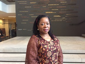 Dr. Lola Dare spoke about the complex issues suroounding trafficking in persons and forced migration in Africa on Thursday during Africa-Western Collaborations Day. HEATHER RIVERS/THE LONDON FREE PRESS
