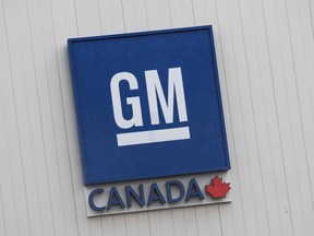 The General Motors plant sign is viewed in Oshawa, Ontario, on November 26, 2018. - General Motors is to announce on Monday the closure of a factory in Canada, putting almost 3,000 jobs at risk, Canadian news media reported. The decision is part of the US automaker's plans for a comprehensive global restructuring, channel CTV reported Sunday, citing several anonymous sources. Other media, including Radio-Canada/CBC, had similar reports. (Photo by Lars Hagberg / AFP)LARS HAGBERG/AFP/Getty Images