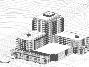 Tricar Group has come up with a new proposal for a planned residential development at 230 North Centre Rd. The company has reduced the height of a proposed highrise to 15 storeys. If approved by city council, the development also would include two seven-storey buildings, townhouses and a parking garage.