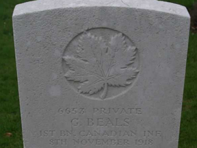 The headstone of St. Thomas native Pte. George Beals