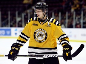 Sarnia Sting captain Ryan McGregor plays against the Saginaw Spirit at Progressive Auto Sales Arena in Sarnia, Ont., on Sunday, Oct. 28, 2018. Mark Malone/Chatham Daily News/Postmedia Network