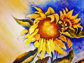 Sunflowers at the Wagon Shed by London artist Caraleen Baker Allum is among close to 300 artworks at the Gallery Painting Group's 65th annual show and sale on at Byron Memorial Library Thursday through Saturday.