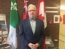 Jean-Pierre Cantin, executive director of the Centre Francophone de l'Ouest, said the flags of French-speaking Ontario will be flown at half-mast in response to the cancellation of the French-speaking university. (HEATHER RIVERS, London Free Press)