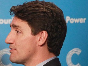 Prime Minister Justin Trudeau delivers the keynote address to the Calgary Chamber of Commerce in the Imperial Ballroom at the Hyatt Regency in Calgary on Thursday, Nov. 22, 2018.