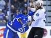 Local hockey stars Nazem Kadri, left, and Joe Thornton in a January 2018 fight.