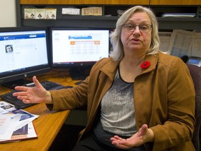 Jan Richardson, the city's manager of homelessness prevention, explains how a new database tracks vulnerable people, with their permission, to better help them find permanent housing. (Mike Hensen/The London Free Press)