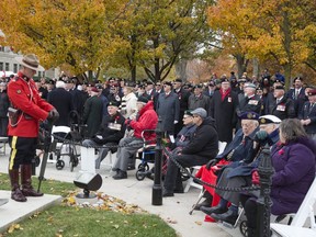 Thousands of people attend the Remembrance Day service at the cenotaph in London on Sunday Nov. 11, 2018. Derek Ruttan/The London Free Press