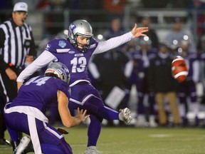 Western Mustangs’ Marc Liegghio was an OUA first-team all-star at punter, but also a second-teamer as placekicker. (MIKE HENSEN, The London Free Press)