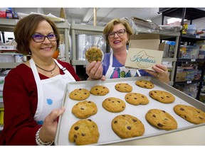 Joanne Lombardi and Deb Parr-Nash are launching a new business called Kindness Cookies, with the slogan "Making the world better, one cookie at a time." For every dozen cookies purchased, you get 13, a baker's dozen, but the 13th will be wrapped up with a place for an inscription on the back of the wrapper, perfect to give as a gift to someone. (Mike Hensen/The London Free Press)