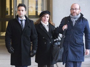 Miguel Chacon-Perez (left) leaves court with his mother Maria and lawyer Richard Posner after the second day of his second-degree murder trial in London. The crown alleges he stabbed 27-year-old Chad Robinson at a 2016 Christmas party, killing him. Derek Ruttan/The London Free Press
