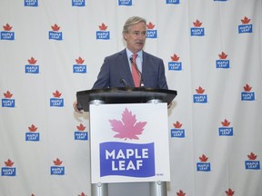 Maple Leafs Foods president and CEO Michael H. McCain held a press conference at the Canadian Centre For Product Validation in London, Ont. on Tuesday November 27, 2018 to announce that Maple Leaf Foods will open a poultry processing plant in London. (Derek Ruttan/The London Free Press)