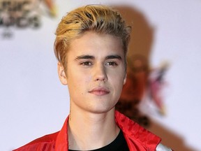 In this Nov. 7, 2015 file photo, Justin Bieber arrives at the Cannes festival palace in Cannes, southeastern France.