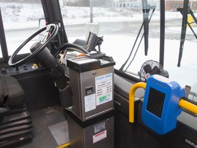 An LTC bus with a smart card reader.  Mike Hensen/The London Free Press/QMI Agency