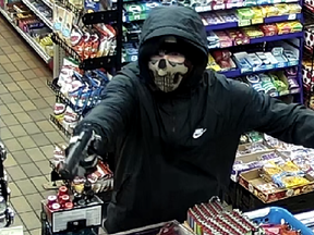 Police provide this image of the suspect in an armed robbery Nov. 15 at a Rectory Street convenience store.