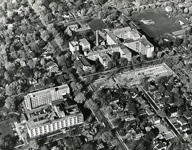 St. Joseph's Hospital parking garage under construction, 1973. (London Free Press files)